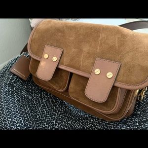 Michael Kors suede and leather messenger bag